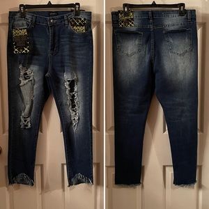 Salvage High Rise Distressed Ankle Jeans